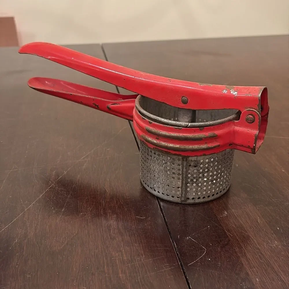 Vintage 1950s Hand Potato Ricer / Fruit Juicer Strainer